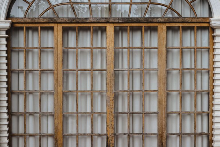 old wooden window frame house