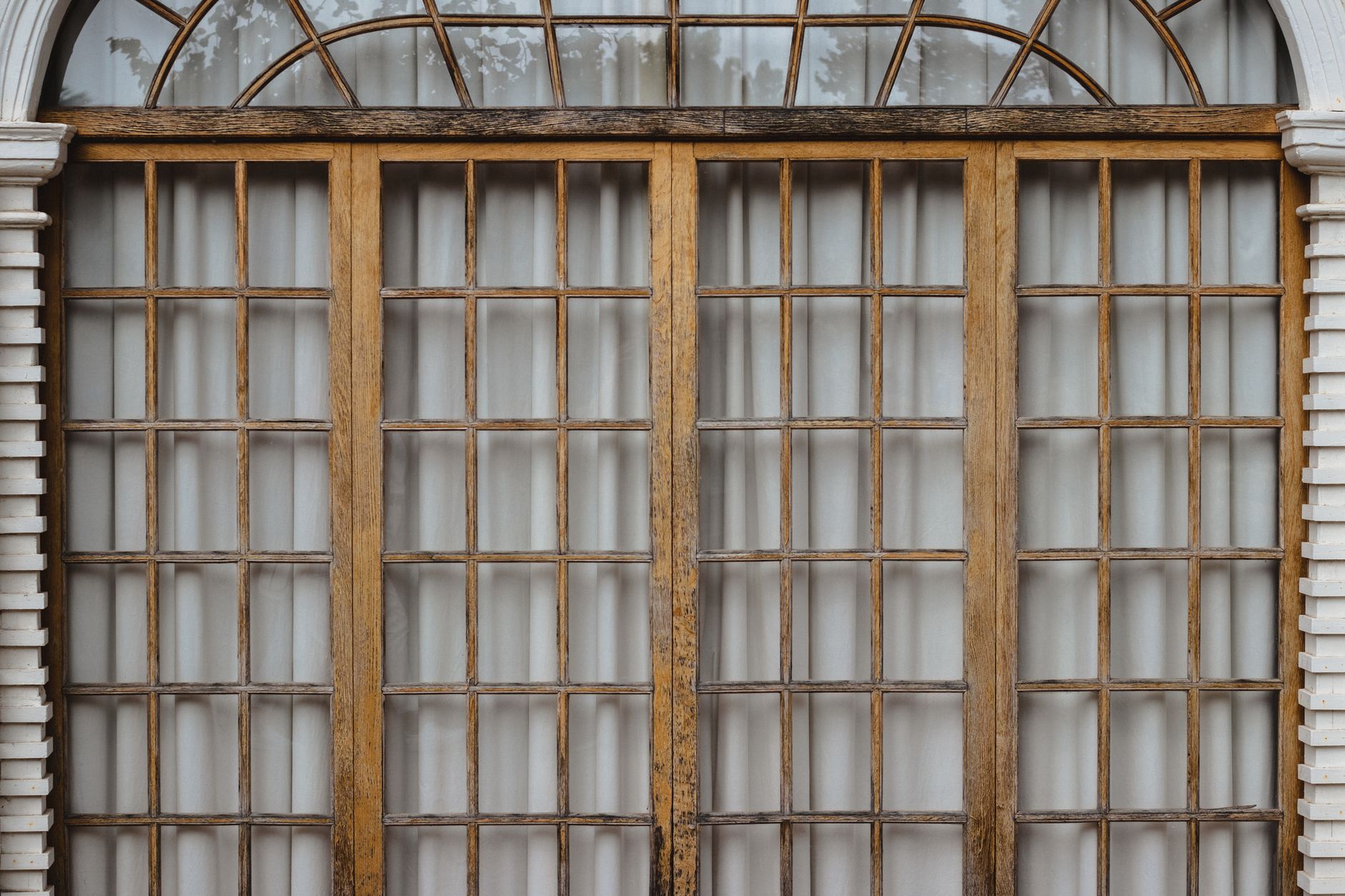 old wooden window frame house